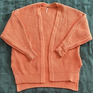 Free People peachy orange nightingale cardigan small